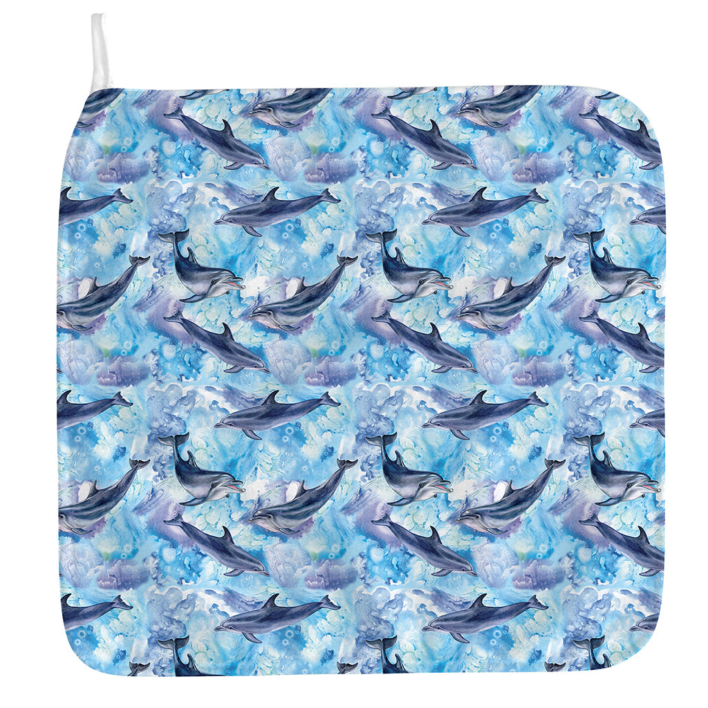 Watercolor Dolphin In The Sea Print Hand Towel