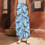 Watercolor Dolphin In The Sea Print Harem Pants