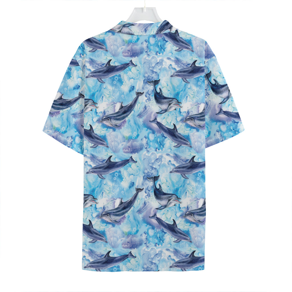 Watercolor Dolphin In The Sea Print Hawaiian Shirt