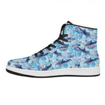 Watercolor Dolphin In The Sea Print High Top Leather Sneakers