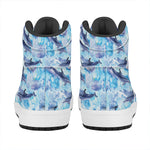 Watercolor Dolphin In The Sea Print High Top Leather Sneakers