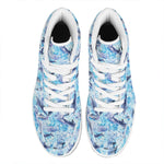 Watercolor Dolphin In The Sea Print High Top Leather Sneakers