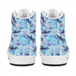 Watercolor Dolphin In The Sea Print High Top Leather Sneakers