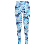 Watercolor Dolphin In The Sea Print High-Waisted Pocket Leggings