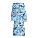 Watercolor Dolphin In The Sea Print Hooded Bathrobe