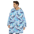 Watercolor Dolphin In The Sea Print Hoodie Blanket