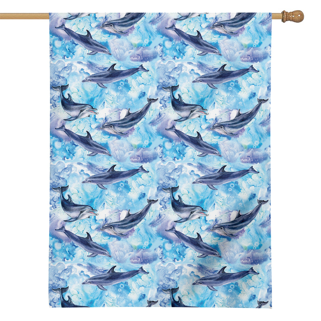 Watercolor Dolphin In The Sea Print House Flag