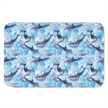 Watercolor Dolphin In The Sea Print Indoor Door Mat