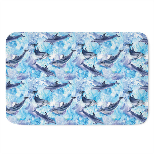 Watercolor Dolphin In The Sea Print Indoor Door Mat
