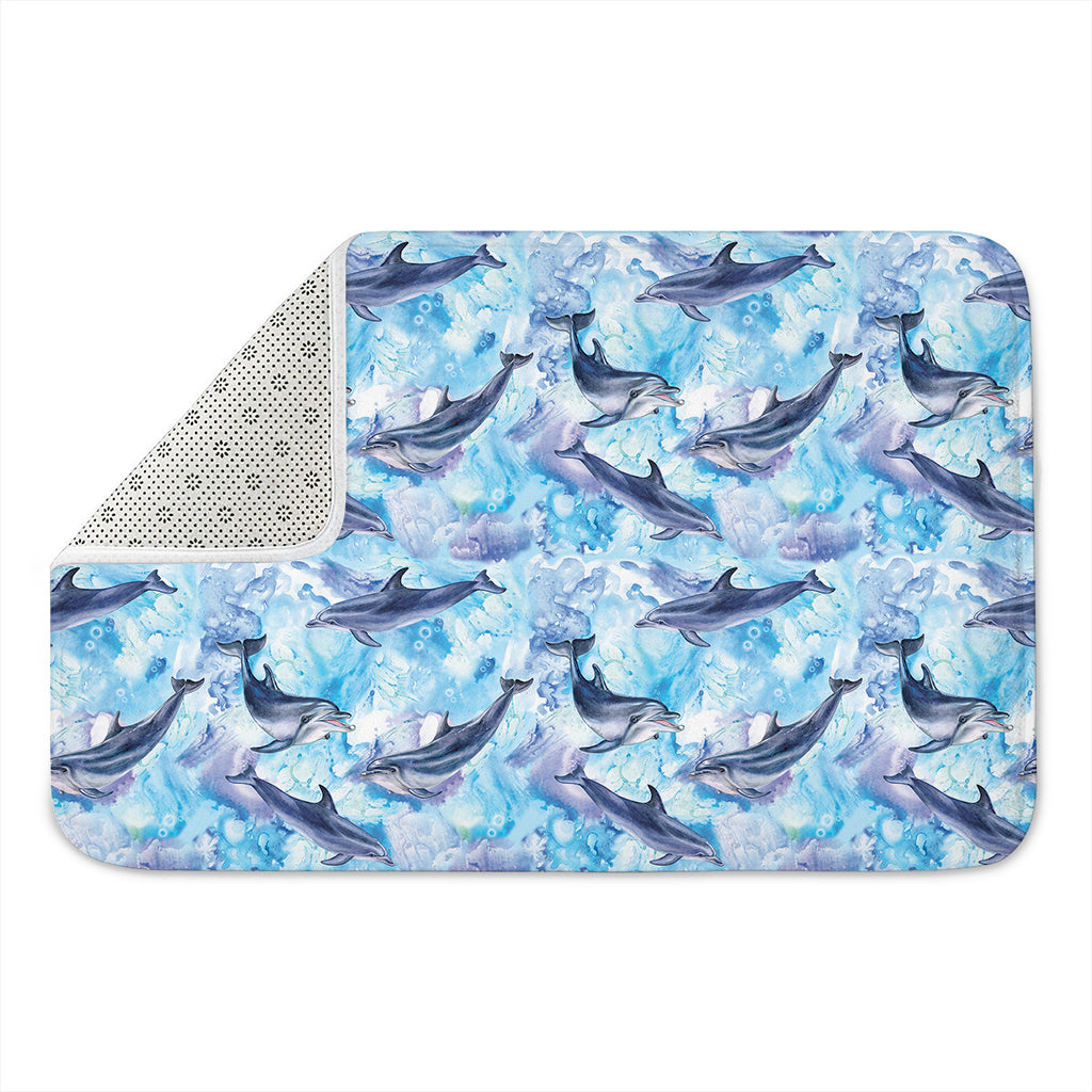Watercolor Dolphin In The Sea Print Indoor Door Mat