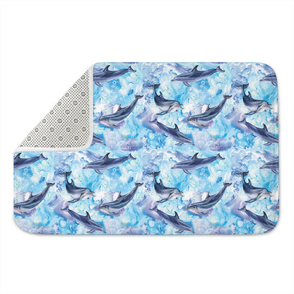 Watercolor Dolphin In The Sea Print Indoor Door Mat