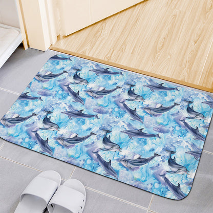 Watercolor Dolphin In The Sea Print Indoor Door Mat