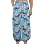 Watercolor Dolphin In The Sea Print Lantern Pants