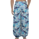Watercolor Dolphin In The Sea Print Lantern Pants
