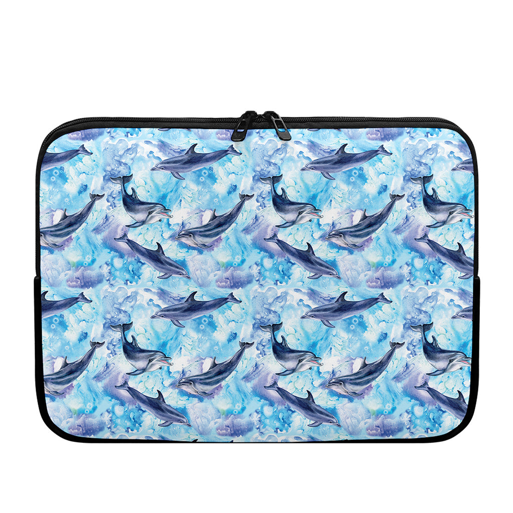 Watercolor Dolphin In The Sea Print Laptop Sleeve