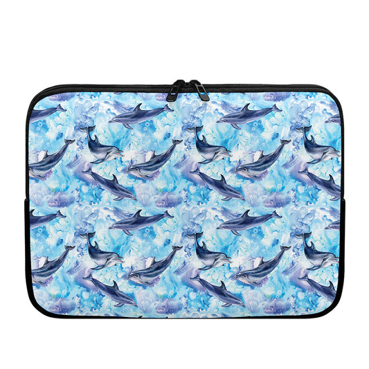 Watercolor Dolphin In The Sea Print Laptop Sleeve