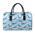 Watercolor Dolphin In The Sea Print Leather Duffel Bag