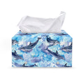 Watercolor Dolphin In The Sea Print Leather Tissue Box Cover