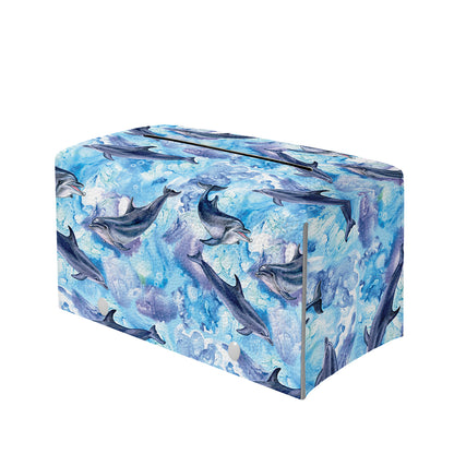 Watercolor Dolphin In The Sea Print Leather Tissue Box Cover