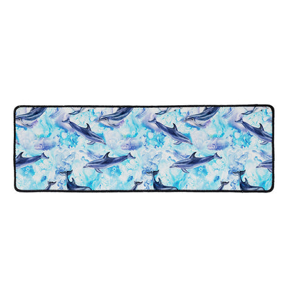 Watercolor Dolphin In The Sea Print Long Kitchen Mat