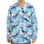 Watercolor Dolphin In The Sea Print Long Sleeve Baseball Jersey