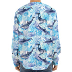 Watercolor Dolphin In The Sea Print Long Sleeve Baseball Jersey