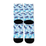 Watercolor Dolphin In The Sea Print Long Socks