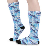 Watercolor Dolphin In The Sea Print Long Socks
