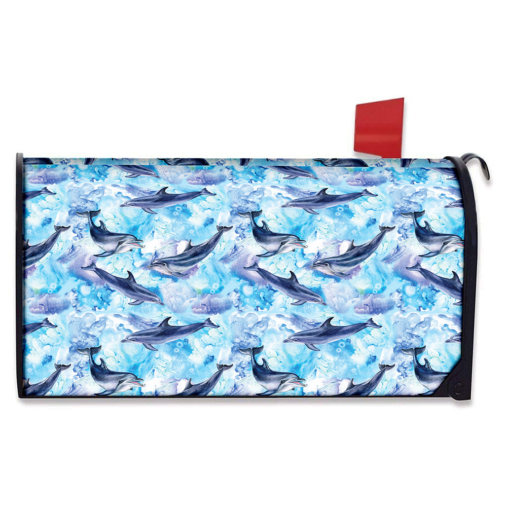 Watercolor Dolphin In The Sea Print Mailbox Cover