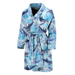 Watercolor Dolphin In The Sea Print Men's Bathrobe