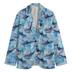 Watercolor Dolphin In The Sea Print Men's Blazer