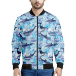 Watercolor Dolphin In The Sea Print Men's Bomber Jacket