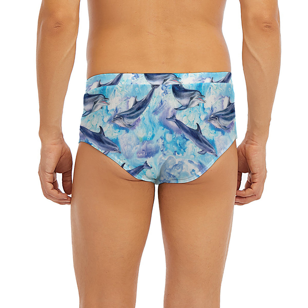 Watercolor Dolphin In The Sea Print Men's Briefs