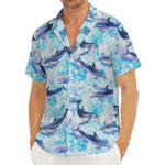 Watercolor Dolphin In The Sea Print Men's Deep V-Neck Shirt