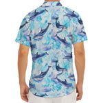 Watercolor Dolphin In The Sea Print Men's Deep V-Neck Shirt