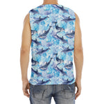 Watercolor Dolphin In The Sea Print Men's Fitness Tank Top