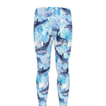 Watercolor Dolphin In The Sea Print Men's leggings