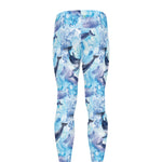 Watercolor Dolphin In The Sea Print Men's leggings