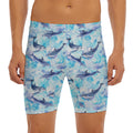 Watercolor Dolphin In The Sea Print Men's Long Boxer Briefs