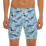 Watercolor Dolphin In The Sea Print Men's Long Boxer Briefs