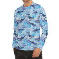 Watercolor Dolphin In The Sea Print Men's Long Sleeve Rash Guard