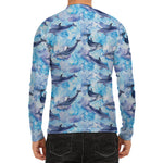 Watercolor Dolphin In The Sea Print Men's Long Sleeve Rash Guard