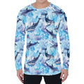 Watercolor Dolphin In The Sea Print Men's Long Sleeve T-Shirt