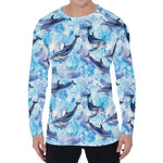 Watercolor Dolphin In The Sea Print Men's Long Sleeve T-Shirt