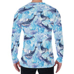Watercolor Dolphin In The Sea Print Men's Long Sleeve T-Shirt
