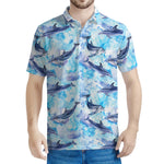 Watercolor Dolphin In The Sea Print Men's Polo Shirt