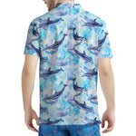Watercolor Dolphin In The Sea Print Men's Polo Shirt
