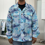 Watercolor Dolphin In The Sea Print Men's Shirt Jacket