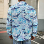 Watercolor Dolphin In The Sea Print Men's Shirt Jacket