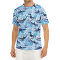 Watercolor Dolphin In The Sea Print Men's Short Sleeve Rash Guard